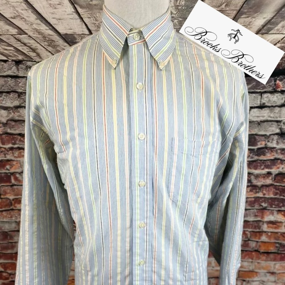 Brooks Brothers 1818 Blue Green Red Yellow Shirt M